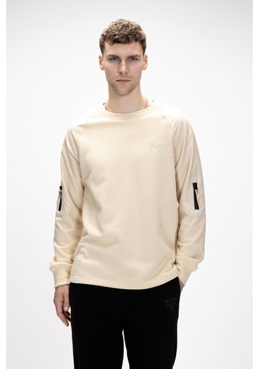 Hill Bej Crewneck Erkek Sweatshirt Bej