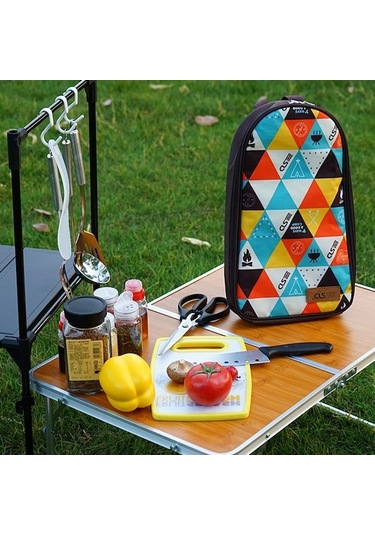 Pazly Taşınabilir Pişirme Aletleri Düzenleyici Çantası Dış Mekan Bbq Kamp Mutfağı Depolama Çok Renkli