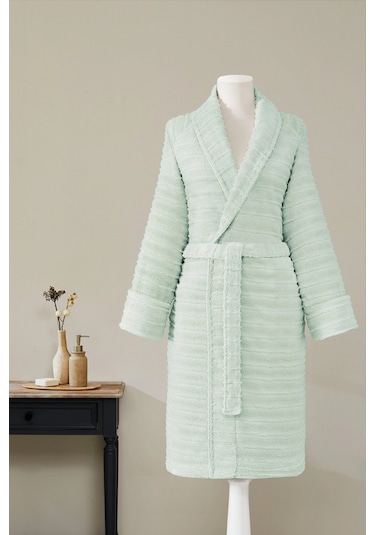 Sadem Organik Linden Şal Yaka Bornoz Mint