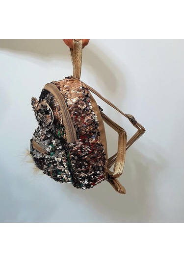 Fiyra Crn Dore Altın Pullu Kız Çocuk Sırt Çantası 16cmx20cmx10cm Altın