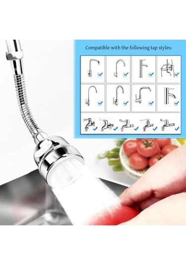 Whipwell Havalandırıcı Mutfak Musluğu 3 Modlu Su Çıkışı Uzatma Gümüş