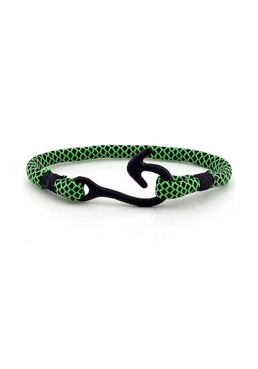 Siyah Metal Kanca Yeşil Paracord Bileklik Bt159 Çok Renkli
