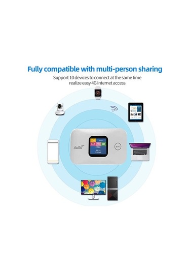 Ximistore9 H807 Taşınabilir 4g Lte Wifi Router, 150mbps Hız, 2100mah Batarya, 10 Kullanıcı Paylaşımı Ve Led Ekranlı