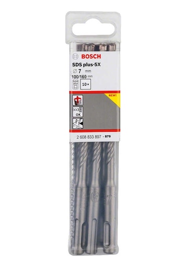 Bosch SDS-Plus 5X Kırıcı Delici Matkap Ucu 7x160 mm 10'lu Paket - 2608833897