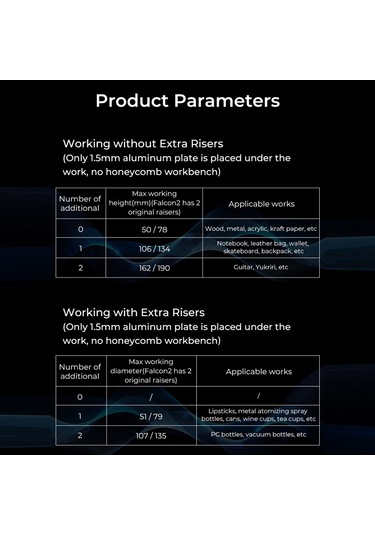 Yuntech01 Creality Falcon 2 İçin 4 Adet Alüminyum Yüksekliği Artırıcı Ayak, 56mm Ekstra Yükseklik Parçaları