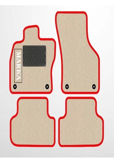 Audi A8 2010-2017 Bej Halı Kırmızı Kenar Petek Topuk