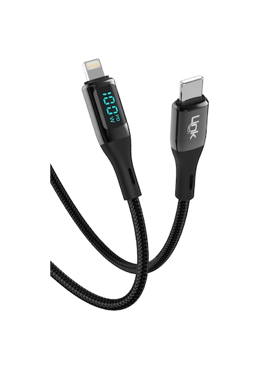 LinkTech K683 Dijital Göstergeli Type-C - Lightning 100W Data ve Şarj Kablosu 1mt