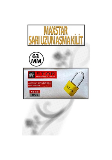 Uzun Tip Sarı Asma Kilit 50 Mm 3 Anahtarlı
