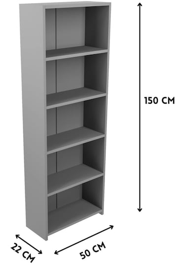 Alpa Ev Mobilya 5 Raflı Kitaplık, Modern Çok Amaçlı Ahşap Ofis, Salon Ve Mutfak Raf Dolabı Beyaz