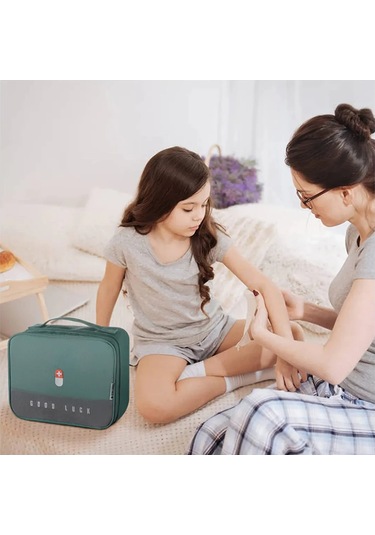 Gajeena 2 Adet Sulu Dayanıklı İlaç Saklama Çantası - Seyahat, Ev, Spor İçin Taşınabilir Tıbbi Malzeme Organizasyon Çantası Yeşil Yeşil