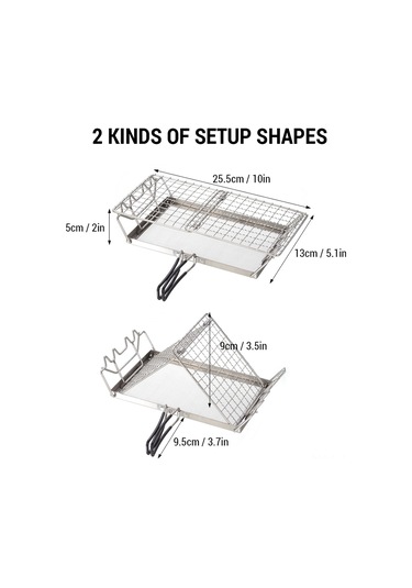 Jeehugo Stahl Çelik Islak Ekmek Izgara, Ev Ve Çıktı Kullanımı, Et Ve Şiş Kebabı Pişirme, Dağ Şekli, Hafif Ve Konforlu Gümüş