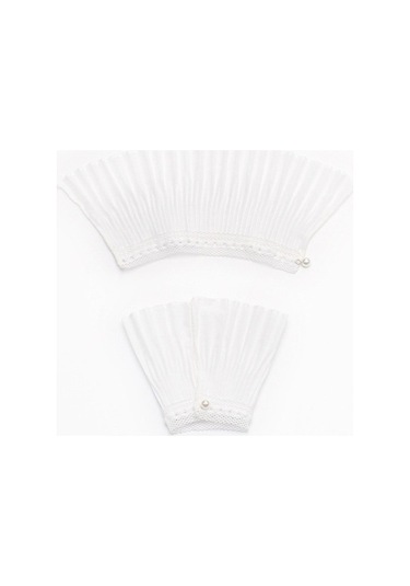 Novahub İlkbahar-sonbahar Sahte Kollu Dantel Kanca Çiçek Manşet Beyaz Pileli Kadın Aksesuarları