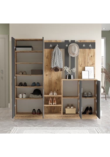 Robinhome Robin Home Lora Vestiyer Portmanto Ayakkabılık Çam-Antrasit