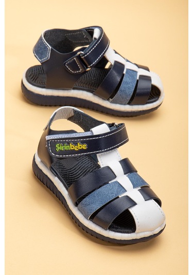 Şirin Bebe Ortopedik Kafes Lacivert Kot Erkek Bebek Sandalet-1097 Lacivert