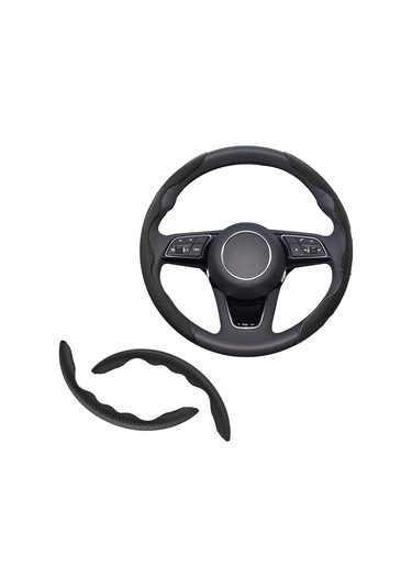 Yifomall Karbon Fiber Kaymazsız Direksiyon Koruması - Evrensel Uyumlu, Işınlanabilir, Dayanıklı - Araç İç Donanımı Aksesuarı Siyah, 2 Adet Siyah