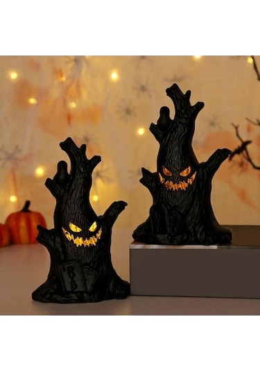 Lijinxu Cadılar Bayramı Hayalet Ağaç Kütüğü Işıklı Süs