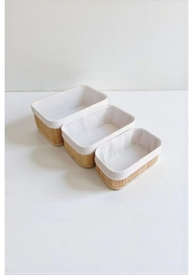 Dikdörtgen 3' Lü Bambu Sepet Çok Amaçlı Dekoratif Düzenleyici Organizer Banyo Düzenleyici Bambu