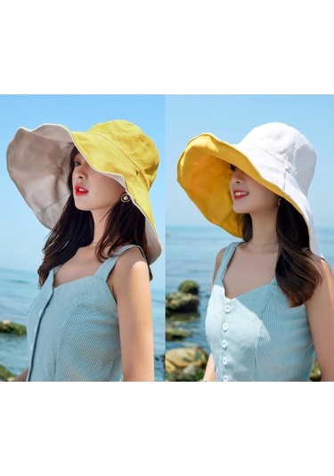 Geniş Kenarlı Katlanabilir Plaj Şapkası Büyük Boy Moda Kova Tasarımı, Güneşten Koruma Ve Şık Stil İçin Beyaz
