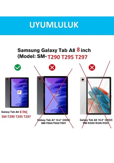 Samsung Galaxy Uyumlu Tab A T290 8 İnç Tablet Ekran Koruma Temperli Cam