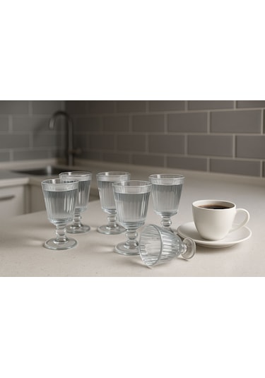 Dublin Flüt 6 Lı Kahve Yanı Su Bardak