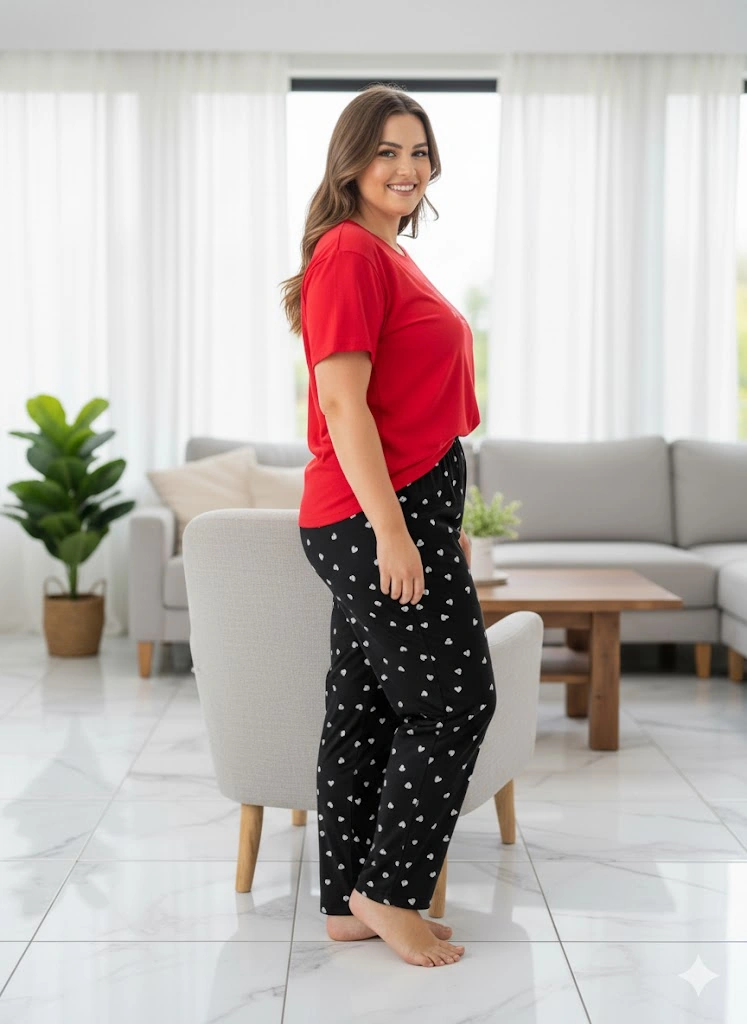 Kadın Büyük Beden Pijama Takım Koyu Gri