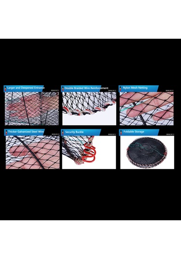 Shineyee Galvaniz Çelik Ve Nilon Kollu Katlanabilir Yengeç/somon/istavrit Avlanma Kafesi - 45 Cm Uzunluk, 25 Cm Çap, Çift Girişli, Taşınması Kolay Av Aleti