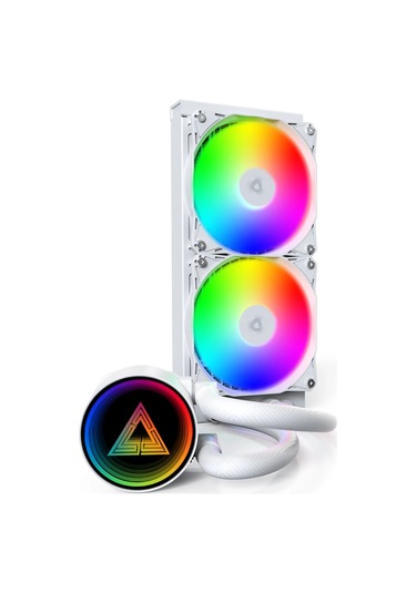 Montech Lightflow Argb 240 Beyaz Ultra Sessiz Aıo Sıvı Cpu Soğutucu, 3100 Rpm Pompa, Üçlü Sessiz Fa