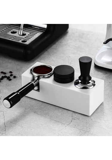 Ximistore9 Kahve Abs 3-in-1 Depolama Ve Presleme Seti - 51/53/58mm Uyumlu, Yükseklik Ayarlanabilir, Dikey Filtre, Beyaz Plastik Yatay Model Beyaz