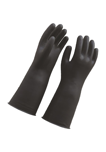 Homyl Uzun Endüstriyel Kauçuk Lateks Eldiven İş Siyah-55-cm