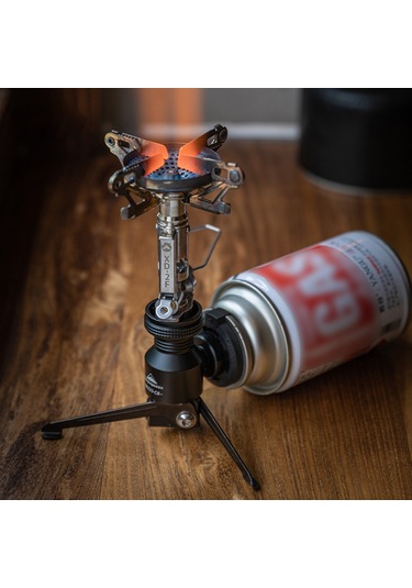 Campingmoon-katlanır Alüminyum Alaşımlı Gaz Sobası Adaptörü Tripod-siyah Siyah
