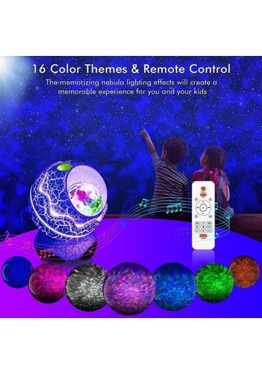 Ganzhoushop Yıldızlı Uzaktan Sones Projektör Müzikli Lambası Kumandalı Gece Işık Altın Hd Gece Lambası Çok Renkli
