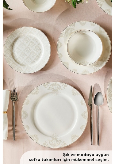 Karaca  Elegance Bone Siena 53 Parça 12 Kişilik Yemek Takımı Gold