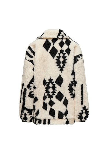 Only Kadın Onlpop Kruvaze Yaka Desenli Teddy Mont 15329909 Ekru Ekru