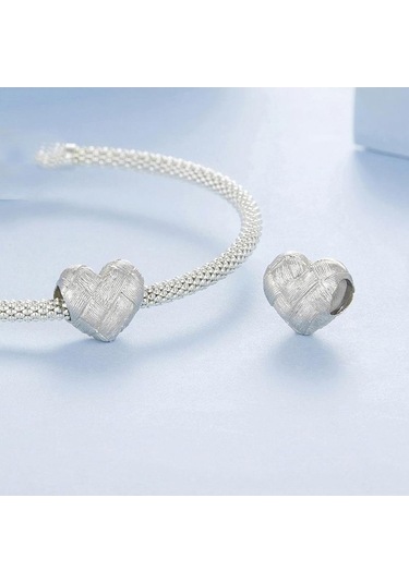 Fastbuy S925 Ayar Gümüş Kalp Dıy Boncuk, Dokuma Elmas Desen, Çok Renkli, Moda Takı Çok Renkli