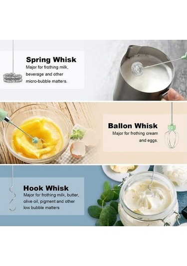 Soulader El Şarj Edilebilir Mini Süt Köpürtücü - 3 Hız Ayarı İle Latte, Cappuccino Ve Sıcak Çikolata Hazırlama Aleti Taşınabilir Kahve Köpürtücü Yeşil