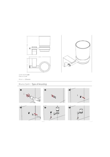 F1 Serisi Krom Paslanmaz Duvara Monte Banyo Cam Diş Fırçalık Krom