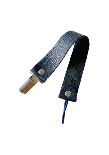 Jusso Deri Korumalı Metal Klipsli Emzik Askısı Lacivert