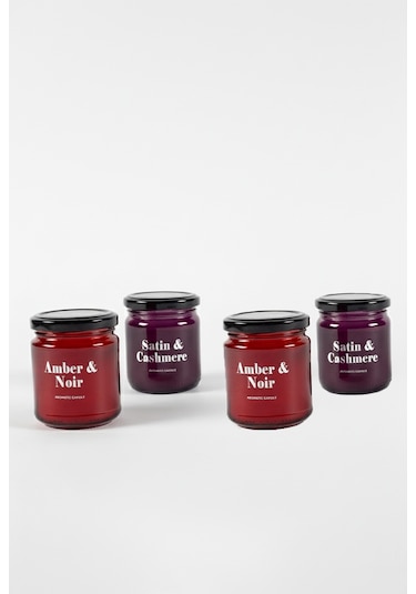 Rakle Glam Gümüş 4'lü Kavanoz Mum Seti Mor - Kırmızı 110 Gr Diğer