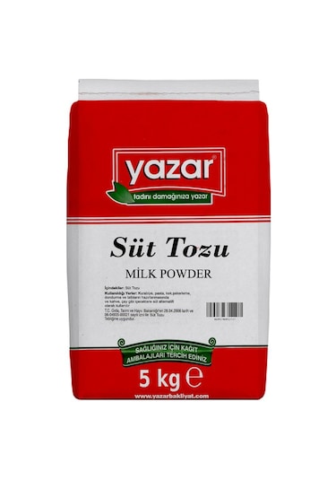 Yazar Süt Tozu İçilebilir 5 KG