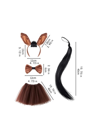 Suntek Çocuk Için Hayvan Kafa Bandı Ve Kuyruk Seti Stil-a