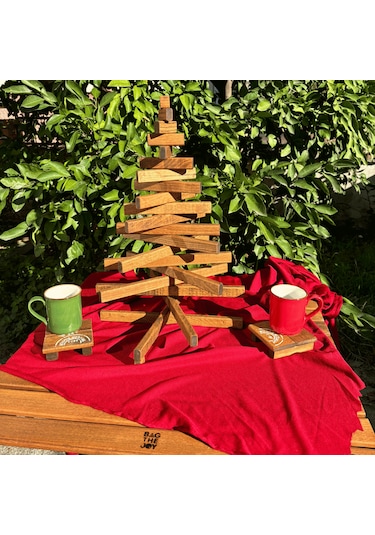 Leftover Ahşap Yılbaşı Ağacı - 54cm Kahverengi