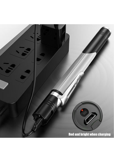 Sones B35 Xpg+led Mini Kalem Işığı Üç Işık Kaynağı Kullanışlı El Fenerleri Gri