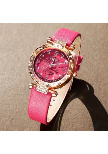 Kadın Vintage Yuvarlak Saat Analog Ve Kolye+küpe+yüzü Rose Gold