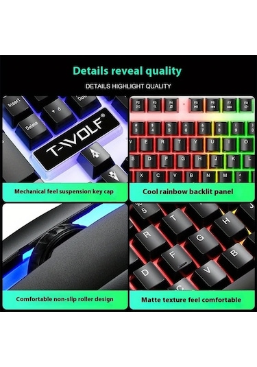 Techbloom Ergonomic Kablolu Klavye Ve Fare Seti White Mekanik Dokunus Temiz Ses Pc Notebook Windows Mac Uyumlu Diğer