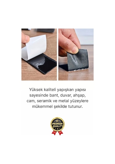 Ultra Güçlü İz Bırakmaz Çivisiz Çerçeve Tablo Asma Kendinden Yapışkanlı Siyah Cırt Bant 4 Adet