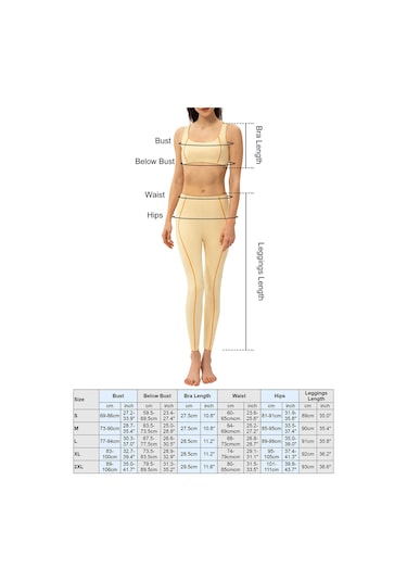 Symbee Bayan Fitness 2'li Set: Dekoratif Çizgili Büstiyer + Tayt, Sarı, Avrupa Bedeni 4/s 22738+22373 Sarı