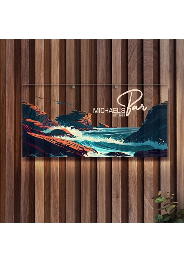 Bk Gift Kişiye Özel Manzara Tasarımlı Akrilik Bar Tabelası 38x19cm -16, Home Bar Tabela, Duvar Dekoru Kobitmeyen137734 Bk Gift