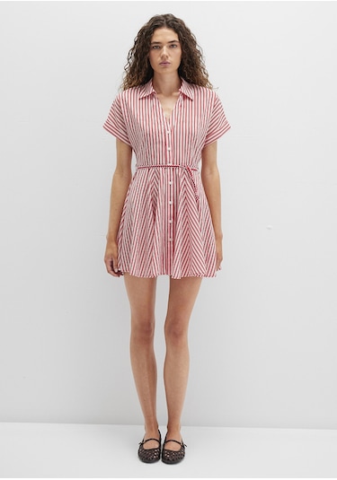 Mavi - Kırmızı Mini Elbise 1310763-82656 Kırmızı