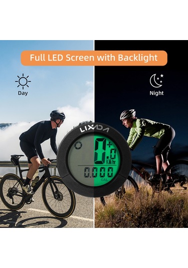 Lixada Usb Şarj Edilebilir Kablosuz Bisiklet Bisiklet Bilgisayarı Su Geçirmez Bisiklet Kilometre Kilometre Sayacı Yeşil Aydınlatmalı Gidon Ve Kök Siyah