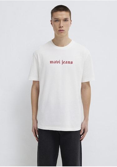 Mavi - Mavi Jeans Baskılı Ekru Tişört 0613201-70057 Ekru